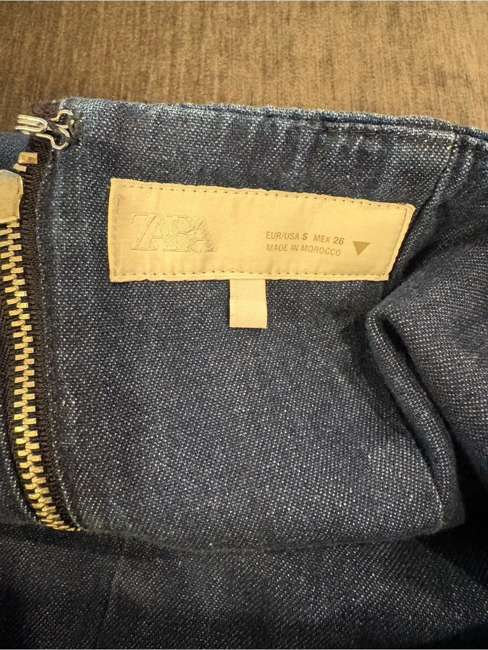 Zara Dark Blue Denim Strapless maxi dress. Small